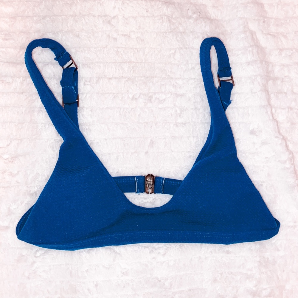Blue Textured Bikini Top
